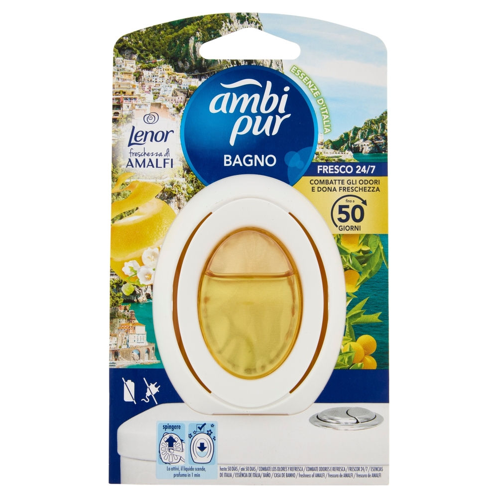 Ambi Pur Bagno Profumatore per Ambienti Elimina e Previene gli Odori, Freschezza di Amalfi 7,5 ml